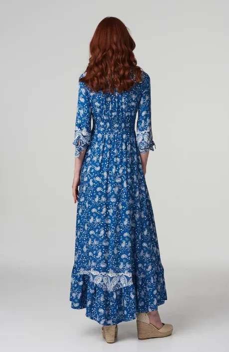 Lizzo Blue Paisley Print Maxi Dress