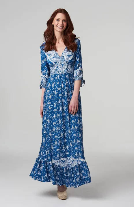 Lizzo Blue Paisley Print Maxi Dress