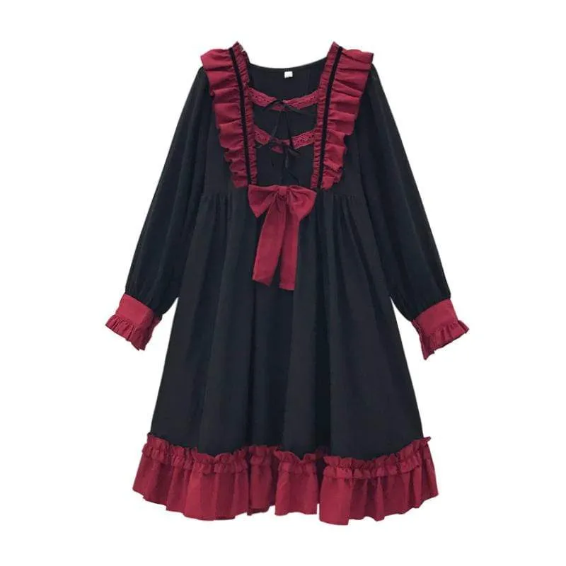 Lolita Falbala A-line Dress With Bowknot