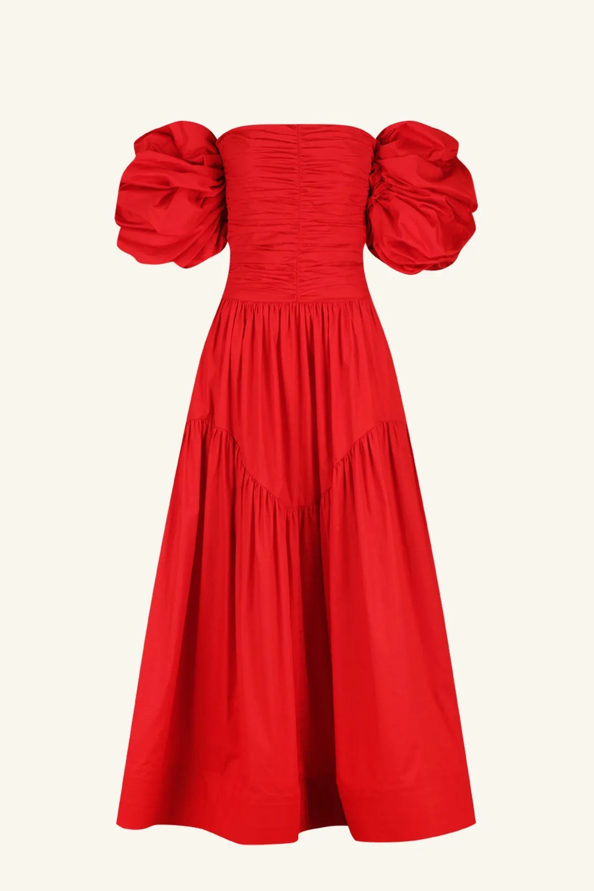 MAIORI CONTOUR RUCHED MAXI DRESS - SAILOR RED