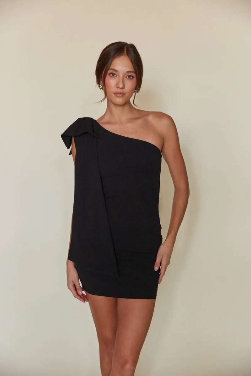 Mischa One Shoulder Bow Bodycon Mini Dress