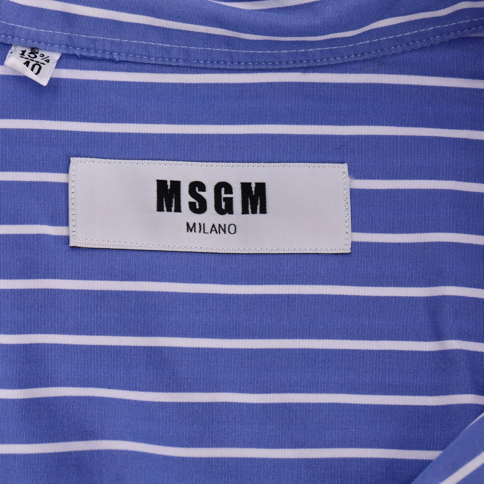 MSGM Cotton Striped Graphic Print Shirt. Size 40