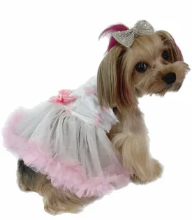 Pawpatu White and Pink Butterflies Dress for Dogs