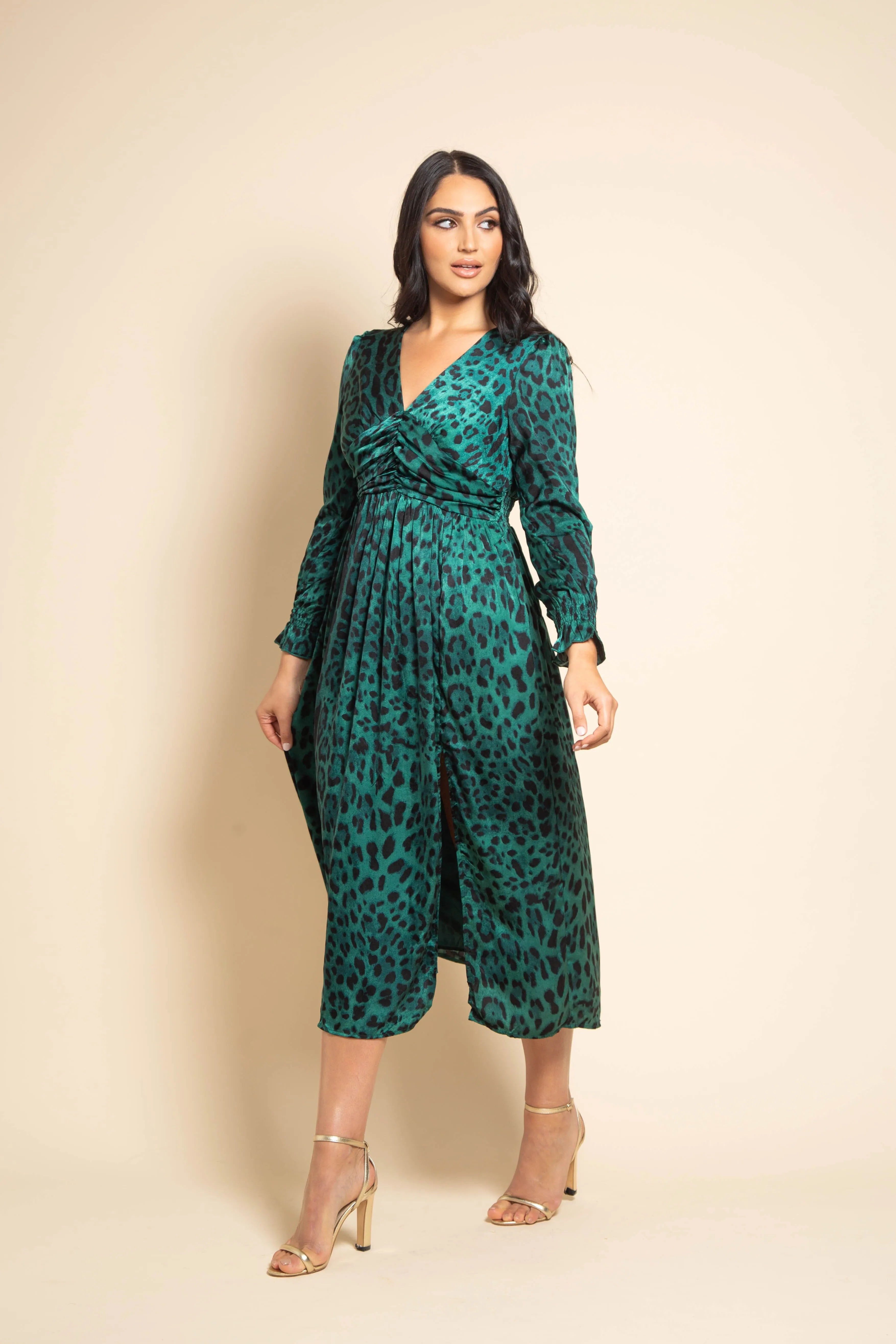 PIPER LEOPARD PRINT DRESS - GREEN