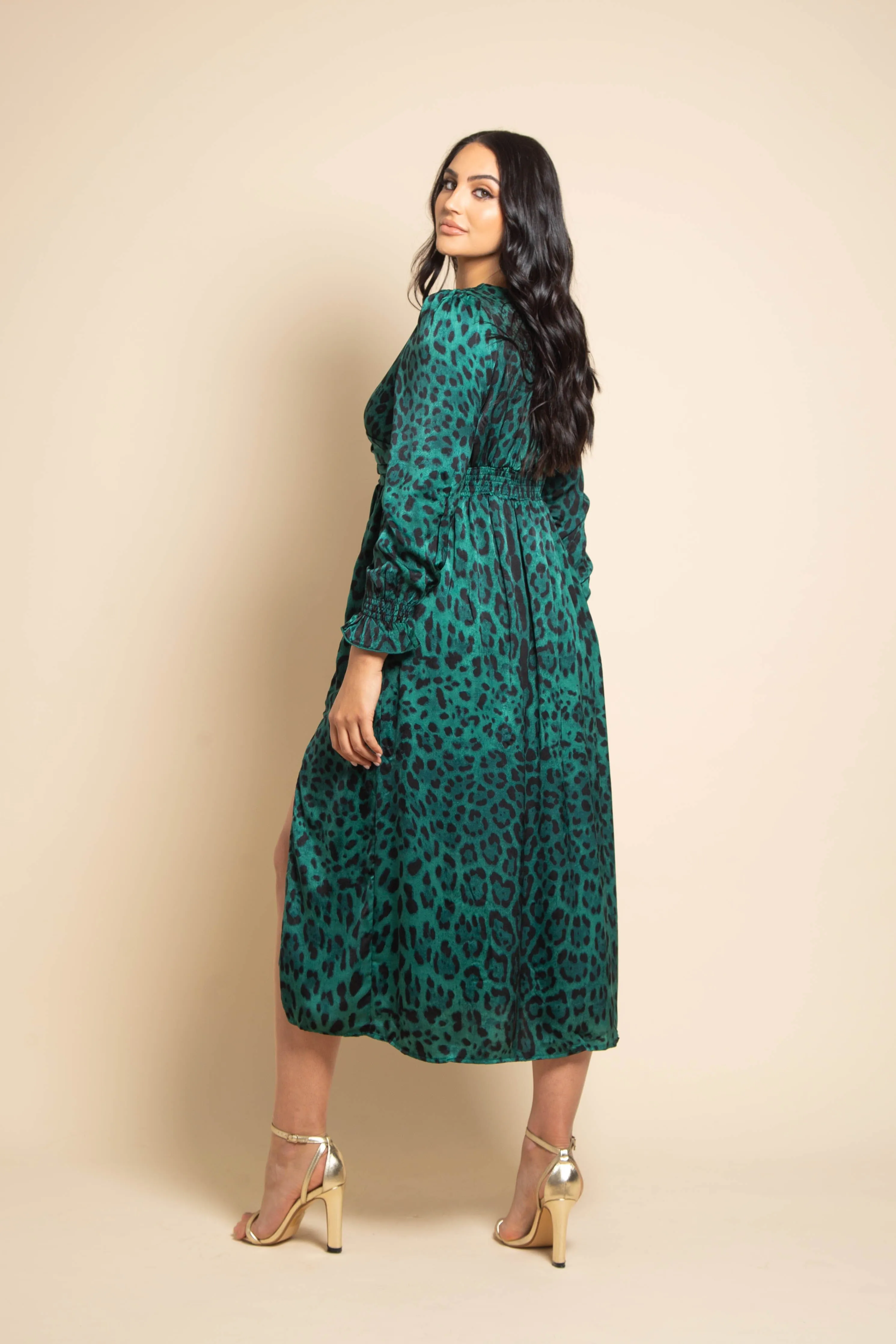 PIPER LEOPARD PRINT DRESS - GREEN