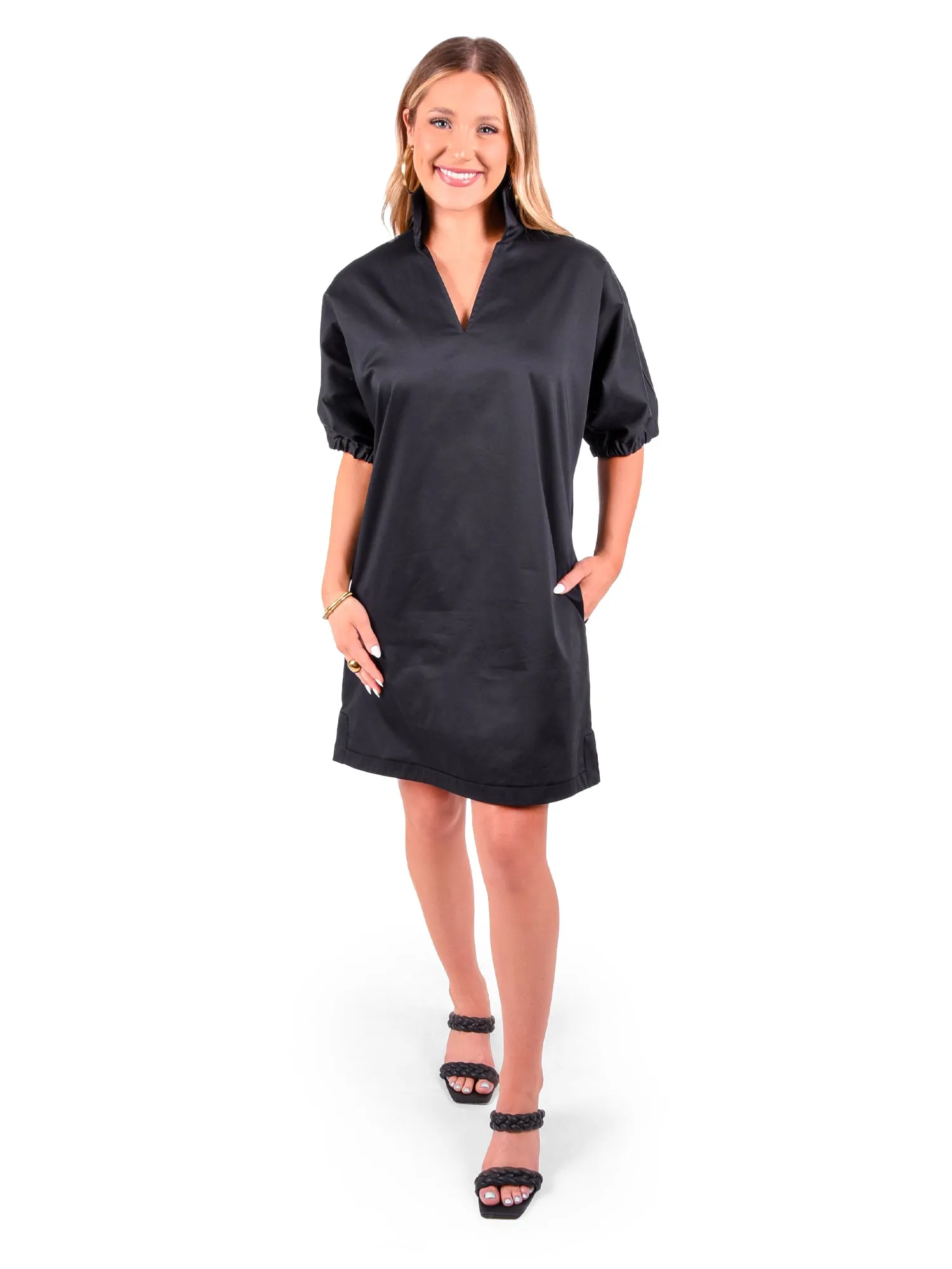 Poppy Dress - Black Cotton Poplin