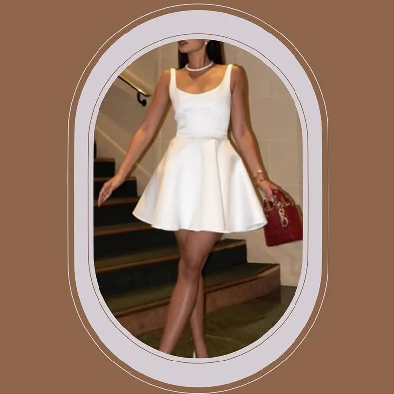 Princess A-line  Short Mini Cocktail White Party Dress