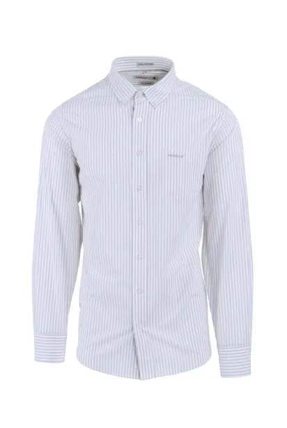 Pringle White Grey Stripe LS Shirt Classic Reg Fit