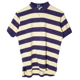 Ralph Lauren Embroidered Small Logo Striped Poloshirt Yellow/Navy (S)