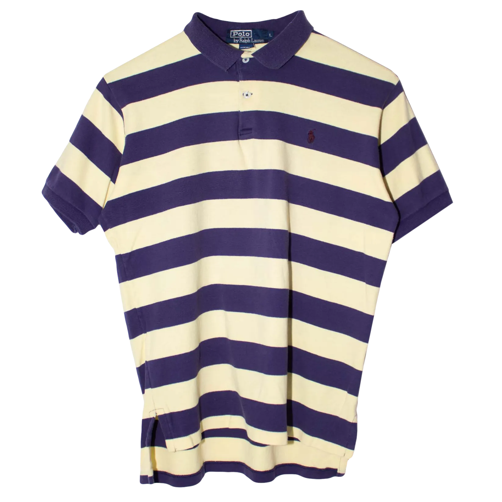 Ralph Lauren Embroidered Small Logo Striped Poloshirt Yellow/Navy (S)