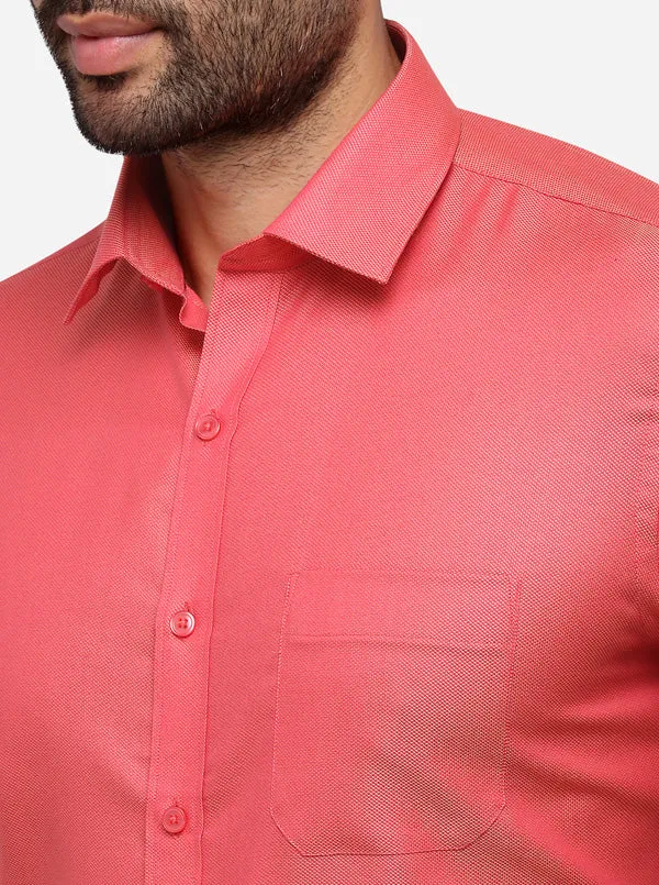 Rose Red Printed Regular Fit Formal Shirt | Greenfibre