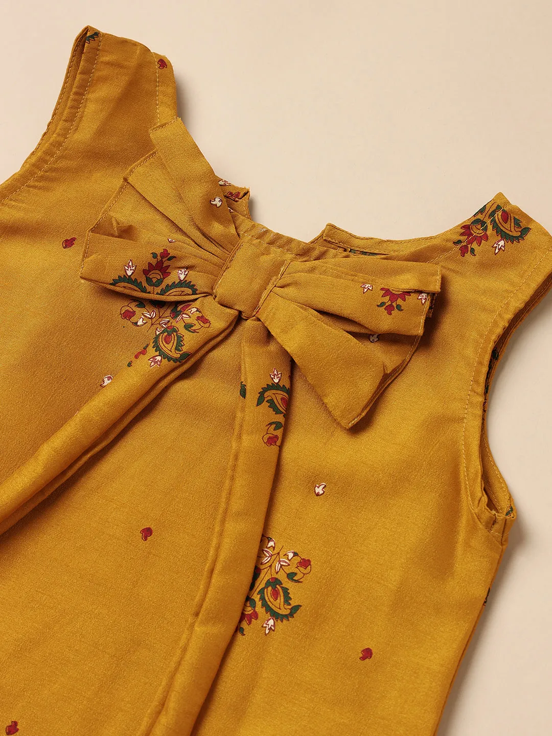 Saaki Girls Summer Soft Mustard A-line Dress