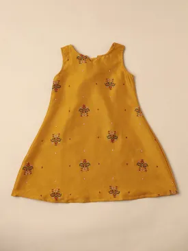 Saaki Girls Summer Soft Mustard A-line Dress