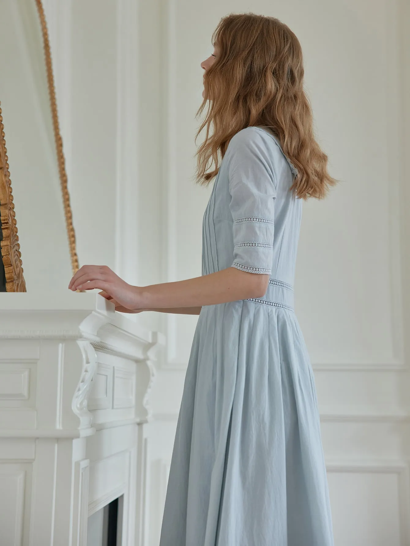 Sailor Collar A-Line Cotton Dress