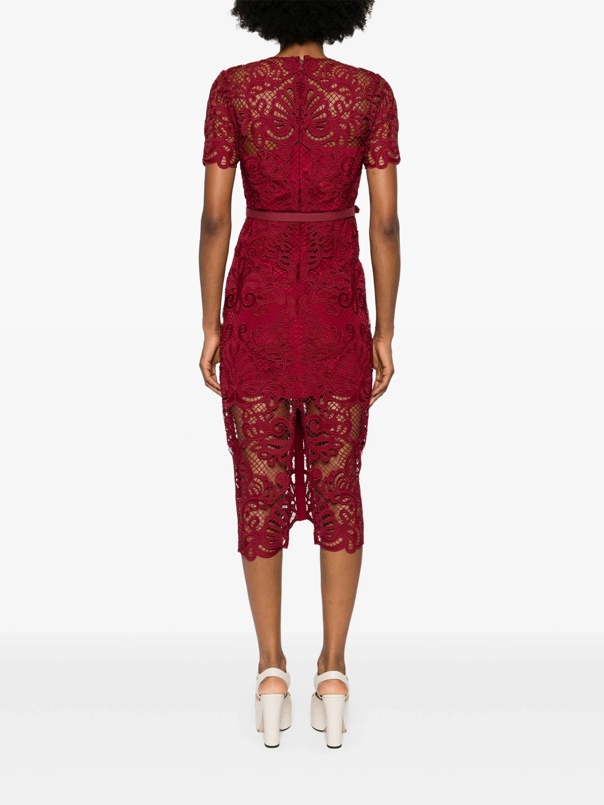 SELF-PORTRAIT GUIPURE-LACE MIDI DRESS