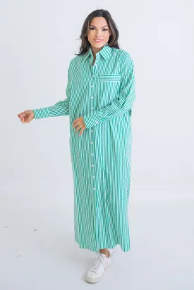 Striped Maxi Shirt Dress