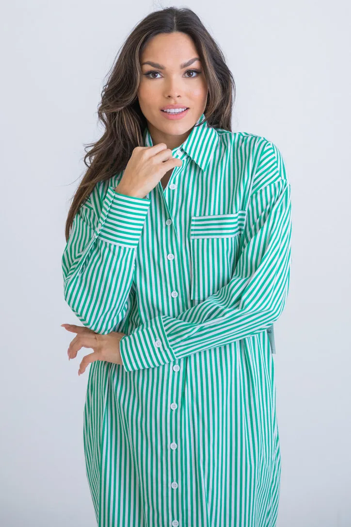 Striped Maxi Shirt Dress