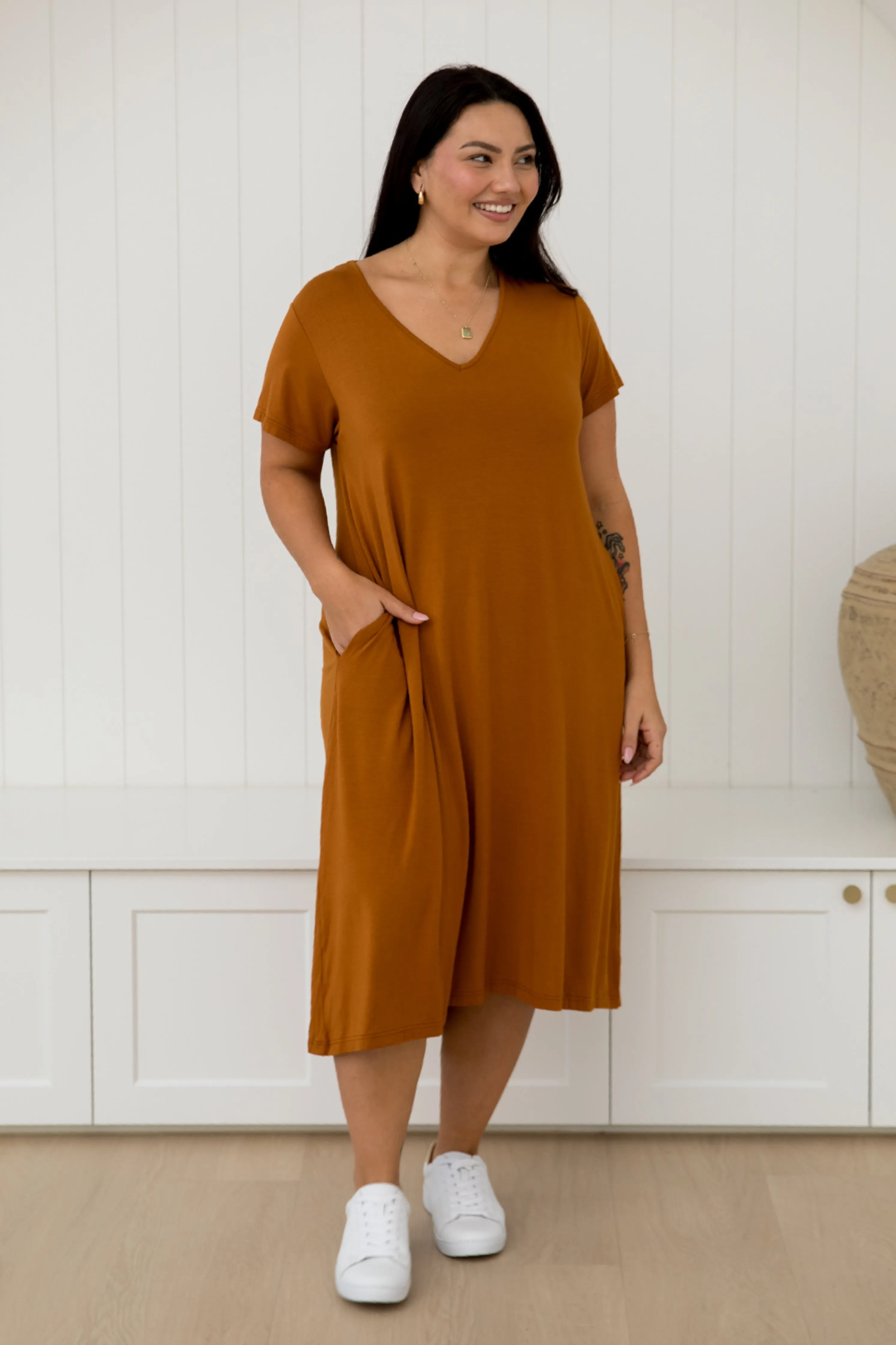 T-Shirt Dress in Butterscotch