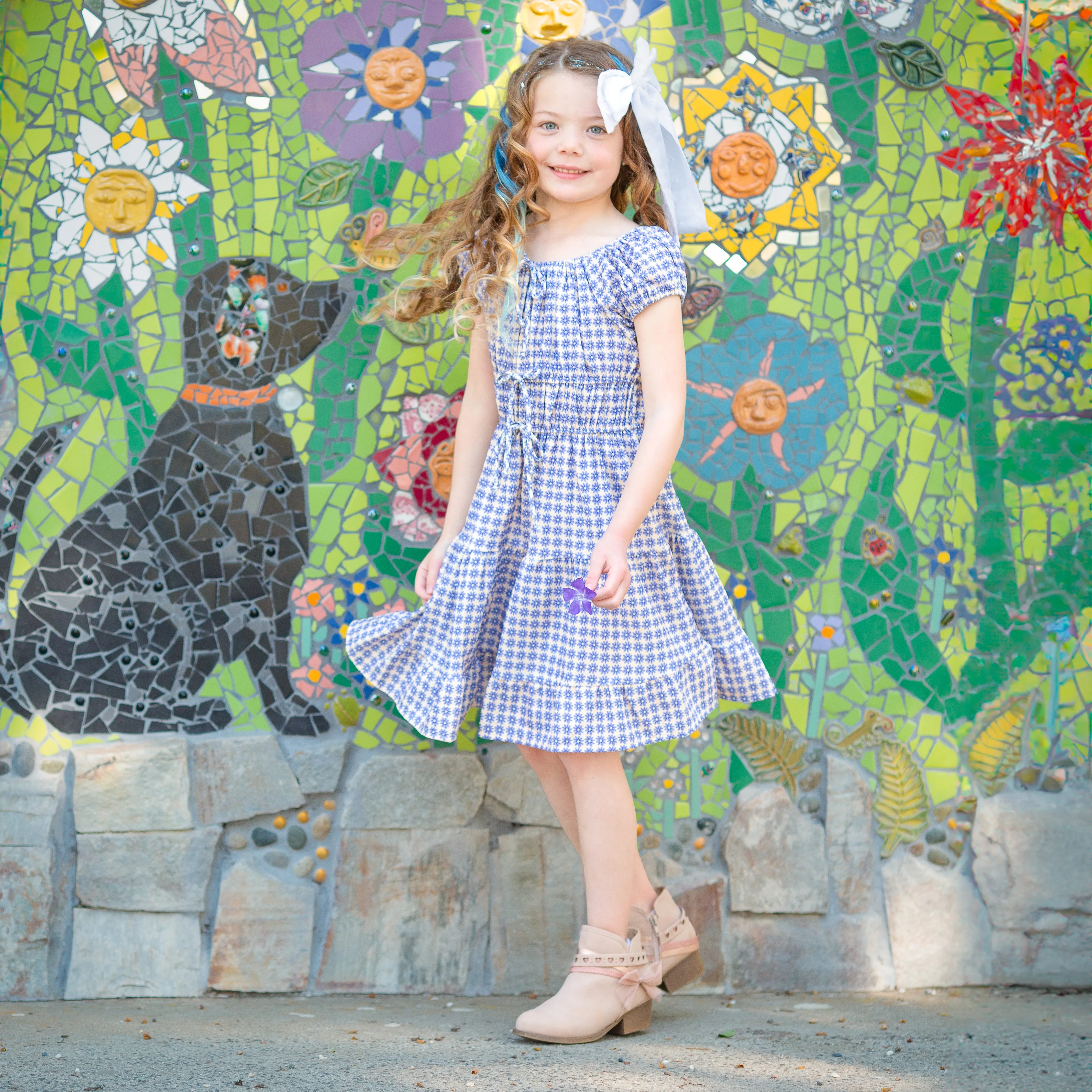 Tween Printed Gauze Babydoll Dress