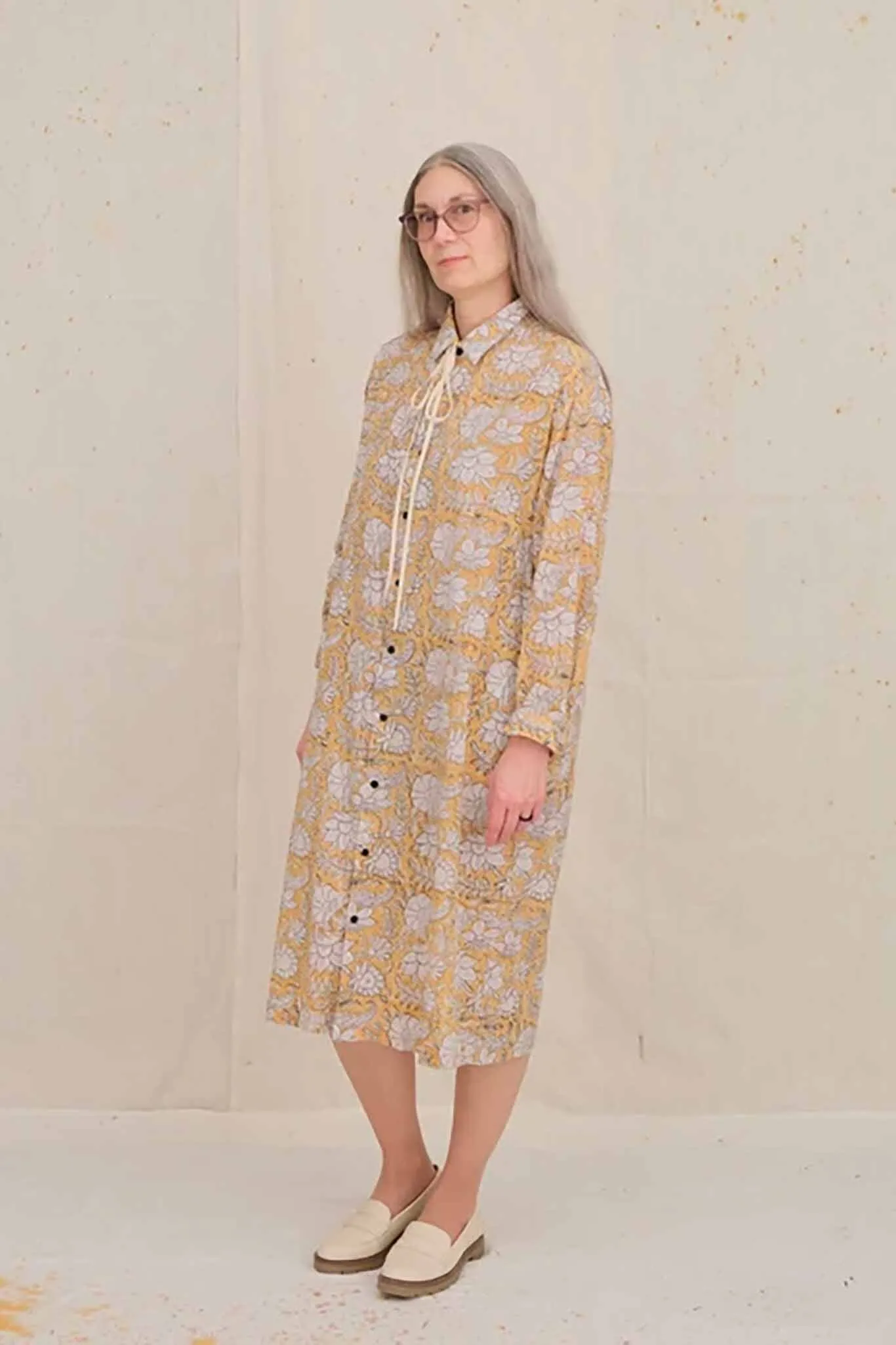 UQNATU Ribbon Dress - Ochre Floral