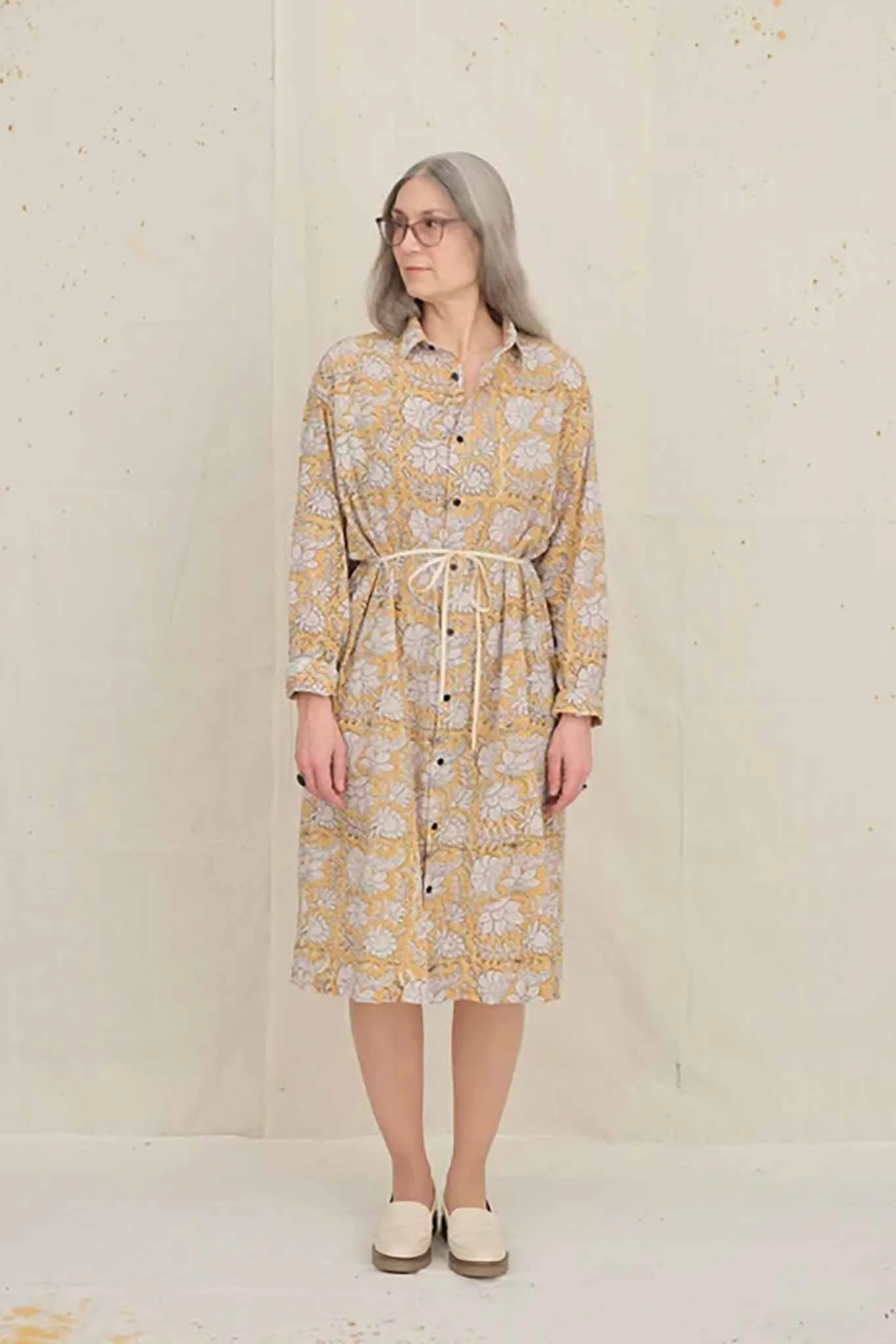 UQNATU Ribbon Dress - Ochre Floral