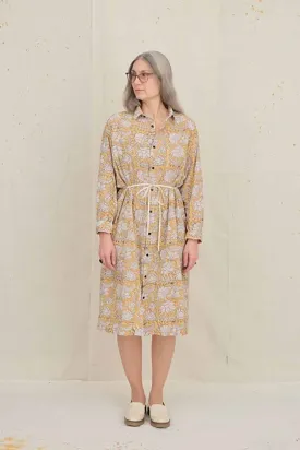 UQNATU Ribbon Dress - Ochre Floral