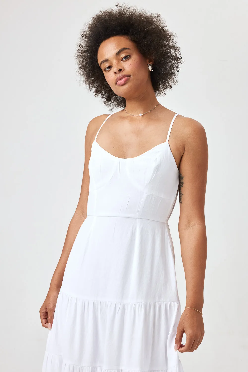 White A Line Woven Midi Dress