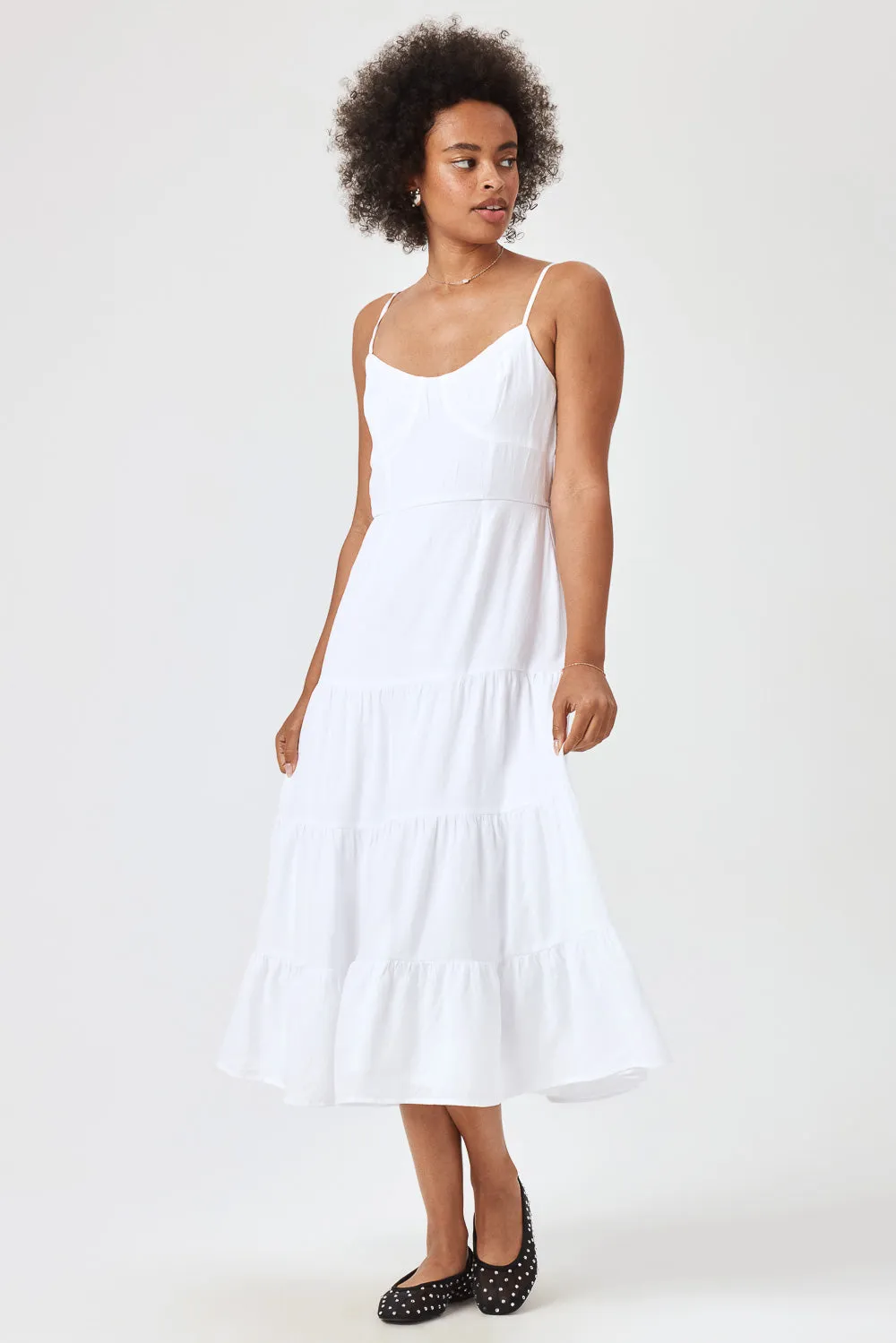 White A Line Woven Midi Dress