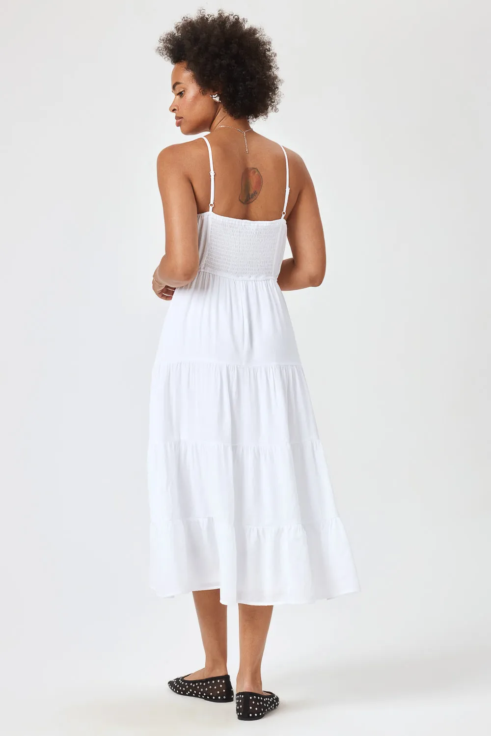 White A Line Woven Midi Dress